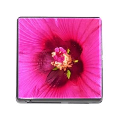 Deep Pink And Crimson Hibiscus Flower Macro Memory Card Reader (square 5 Slot) by myrubiogarden