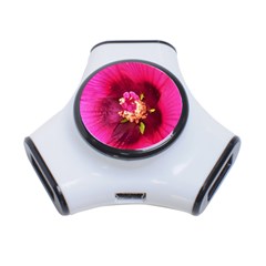 Deep Pink And Crimson Hibiscus Flower Macro 3-port Usb Hub by myrubiogarden