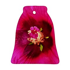 Deep Pink And Crimson Hibiscus Flower Macro Bell Ornament (two Sides) by myrubiogarden