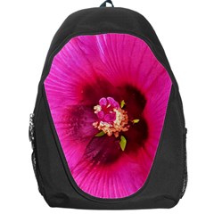 Deep Pink And Crimson Hibiscus Flower Macro Backpack Bag by myrubiogarden