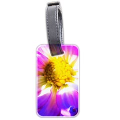 Purple, Pink And White Dahlia With A Bright Yellow Center Luggage Tags (two Sides) by myrubiogarden