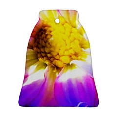 Purple, Pink And White Dahlia With A Bright Yellow Center Ornament (bell) by myrubiogarden