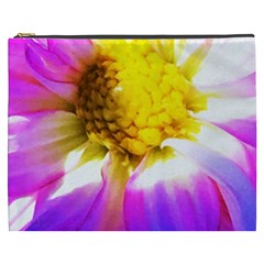 Purple, Pink And White Dahlia With A Bright Yellow Center Cosmetic Bag (xxxl) by myrubiogarden