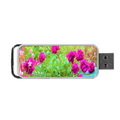 Impressionistic Purple Peonies With Green Hostas Portable Usb Flash (two Sides) by myrubiogarden