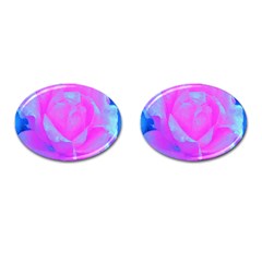 Beautiful Pastel Pink Rose With Blue Background Cufflinks (oval) by myrubiogarden