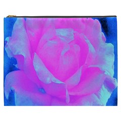 Beautiful Pastel Pink Rose With Blue Background Cosmetic Bag (xxxl) by myrubiogarden