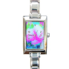 Abstract Pink Hibiscus Bloom With Flower Power Rectangle Italian Charm Watch by myrubiogarden