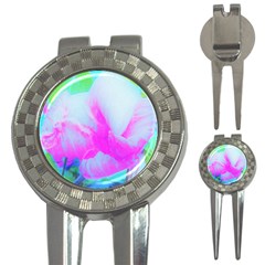 Abstract Pink Hibiscus Bloom With Flower Power 3-in-1 Golf Divots by myrubiogarden