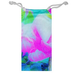 Abstract Pink Hibiscus Bloom With Flower Power Jewelry Bag by myrubiogarden