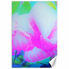 Abstract Pink Hibiscus Bloom With Flower Power Canvas 12  X 18  by myrubiogarden