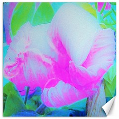 Abstract Pink Hibiscus Bloom With Flower Power Canvas 16  X 16  by myrubiogarden