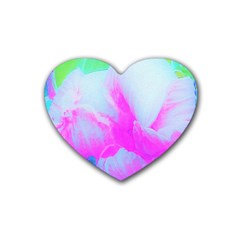 Abstract Pink Hibiscus Bloom With Flower Power Rubber Coaster (Heart) 