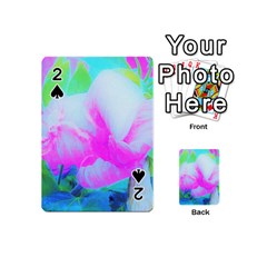 Abstract Pink Hibiscus Bloom With Flower Power Playing Cards 54 (mini) by myrubiogarden