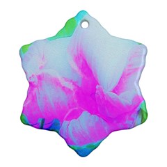 Abstract Pink Hibiscus Bloom With Flower Power Snowflake Ornament (two Sides)