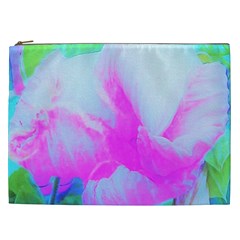 Abstract Pink Hibiscus Bloom With Flower Power Cosmetic Bag (xxl) by myrubiogarden