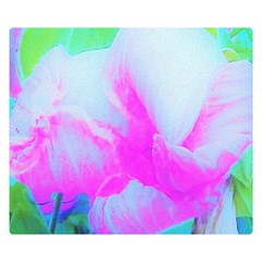 Abstract Pink Hibiscus Bloom With Flower Power Double Sided Flano Blanket (small)  by myrubiogarden