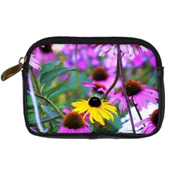 Yellow Flowers In The Purple Coneflower Garden Digital Camera Leather Case by myrubiogarden