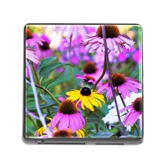 Yellow Flowers In The Purple Coneflower Garden Memory Card Reader (square 5 Slot) by myrubiogarden