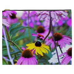 Yellow Flowers In The Purple Coneflower Garden Cosmetic Bag (xxxl) by myrubiogarden