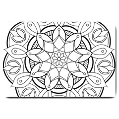 Mandala Drawing Dyes Page Large Doormat  by Pakrebo