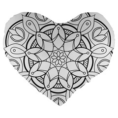 Mandala Drawing Dyes Page Large 19  Premium Heart Shape Cushions by Pakrebo