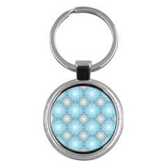 White Light Blue Gray Tile Key Chains (round)  by Pakrebo