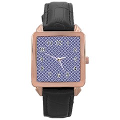 Wreath Differences Indigo Deep Blue Rose Gold Leather Watch  by Pakrebo