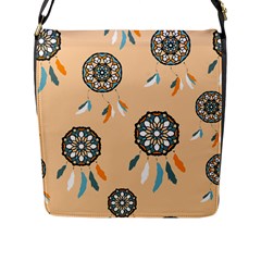 Dreamcatcher Pattern Pen Background Flap Closure Messenger Bag (l) by Pakrebo