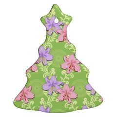 Lily Flowers Green Plant Natural Christmas Tree Ornament (two Sides)
