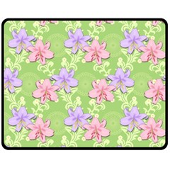 Lily Flowers Green Plant Natural Double Sided Fleece Blanket (medium)  by Pakrebo