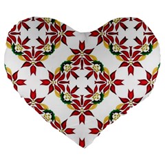 Christmas Wallpaper Background Large 19  Premium Flano Heart Shape Cushions by Pakrebo