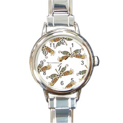 Pattern Dragonfly Background Round Italian Charm Watch by Pakrebo