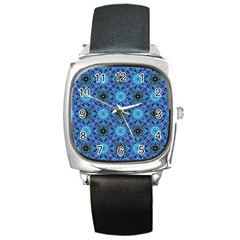 Blue Tile Wallpaper Texture Square Metal Watch