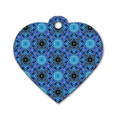 Blue Tile Wallpaper Texture Dog Tag Heart (One Side)