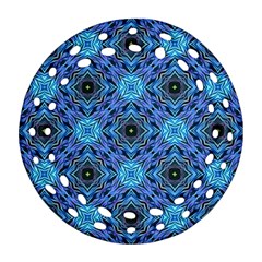 Blue Tile Wallpaper Texture Ornament (Round Filigree)