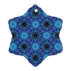 Blue Tile Wallpaper Texture Snowflake Ornament (Two Sides)
