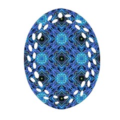 Blue Tile Wallpaper Texture Oval Filigree Ornament (Two Sides)