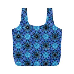 Blue Tile Wallpaper Texture Full Print Recycle Bag (M)