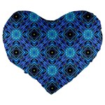 Blue Tile Wallpaper Texture Large 19  Premium Flano Heart Shape Cushions Back