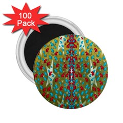Raining Paradise Flowers In The Moon Light Night 2 25  Magnets (100 Pack)  by pepitasart
