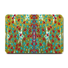 Raining Paradise Flowers In The Moon Light Night Small Doormat  by pepitasart