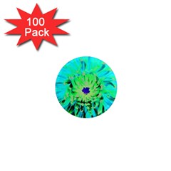 Aqua Cactus Dahlia 1  Mini Magnets (100 Pack) 