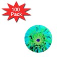 Aqua Cactus Dahlia 1  Mini Magnets (100 pack)  Front