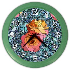 Pattern Rose Yellow Background Color Wall Clock by Pakrebo