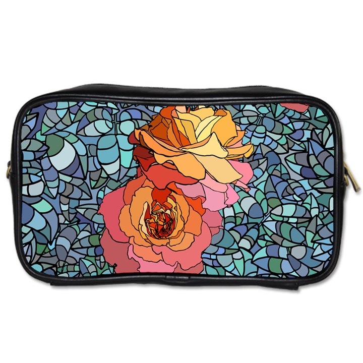 Pattern Rose Yellow Background Toiletries Bag (Two Sides)