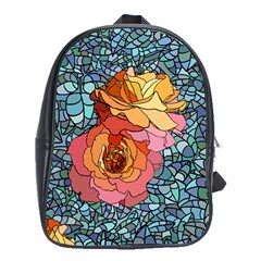 Pattern Rose Yellow Background School Bag (xl) by Pakrebo