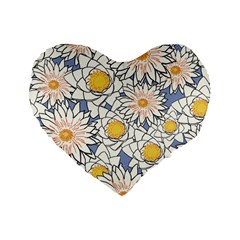 Flowers Pattern Lotus Lily Standard 16  Premium Flano Heart Shape Cushions by Pakrebo