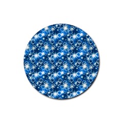 Star Hexagon Blue Deep Blue Light Rubber Coaster (round)  by Pakrebo
