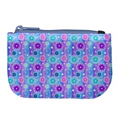 Flowers Light Blue Purple Magenta Large Coin Purse by Pakrebo