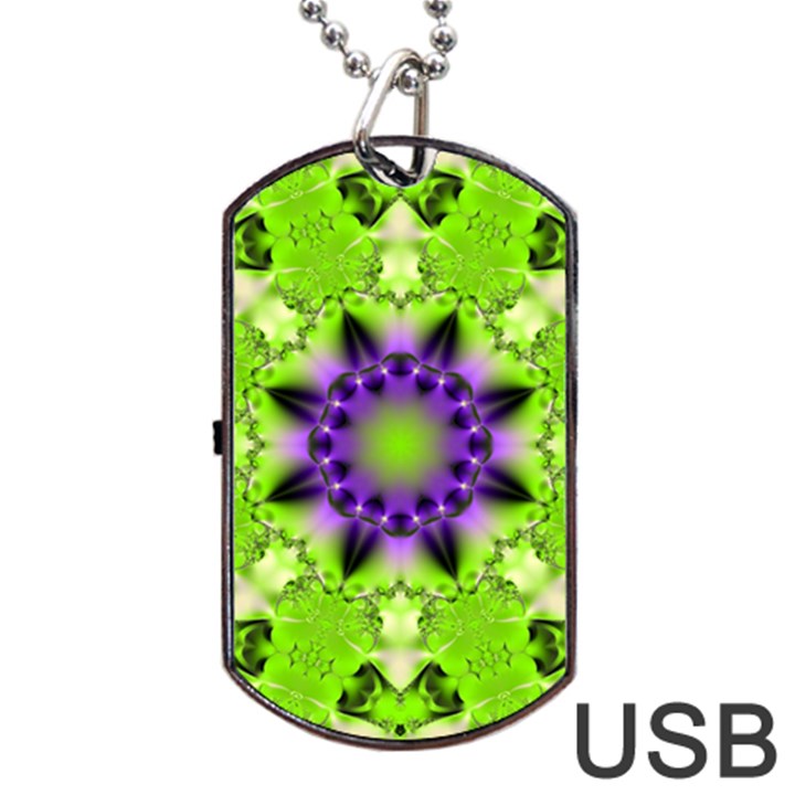 Pattern Abstract Background Art Green Dog Tag USB Flash (Two Sides)